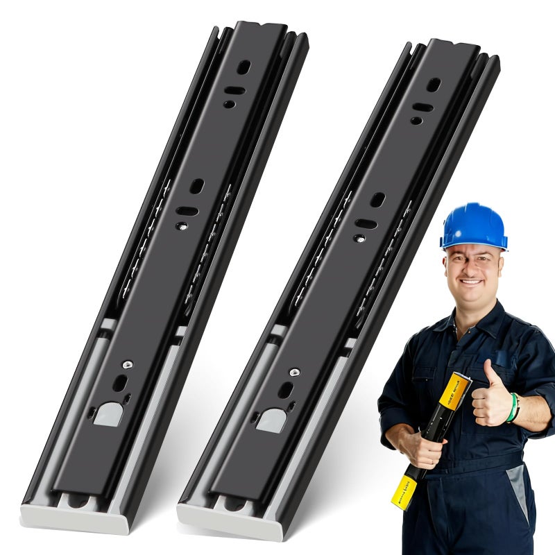 YENUO Push to Open Drawer Slides Full Extension Rail 12 14 16 18 20 22 24 inch handleless Side Mount Dresser Cabinet Bracket Replacement Ball Bearing Tracks kit Guide Runner 100lb 1Pair - Image 1